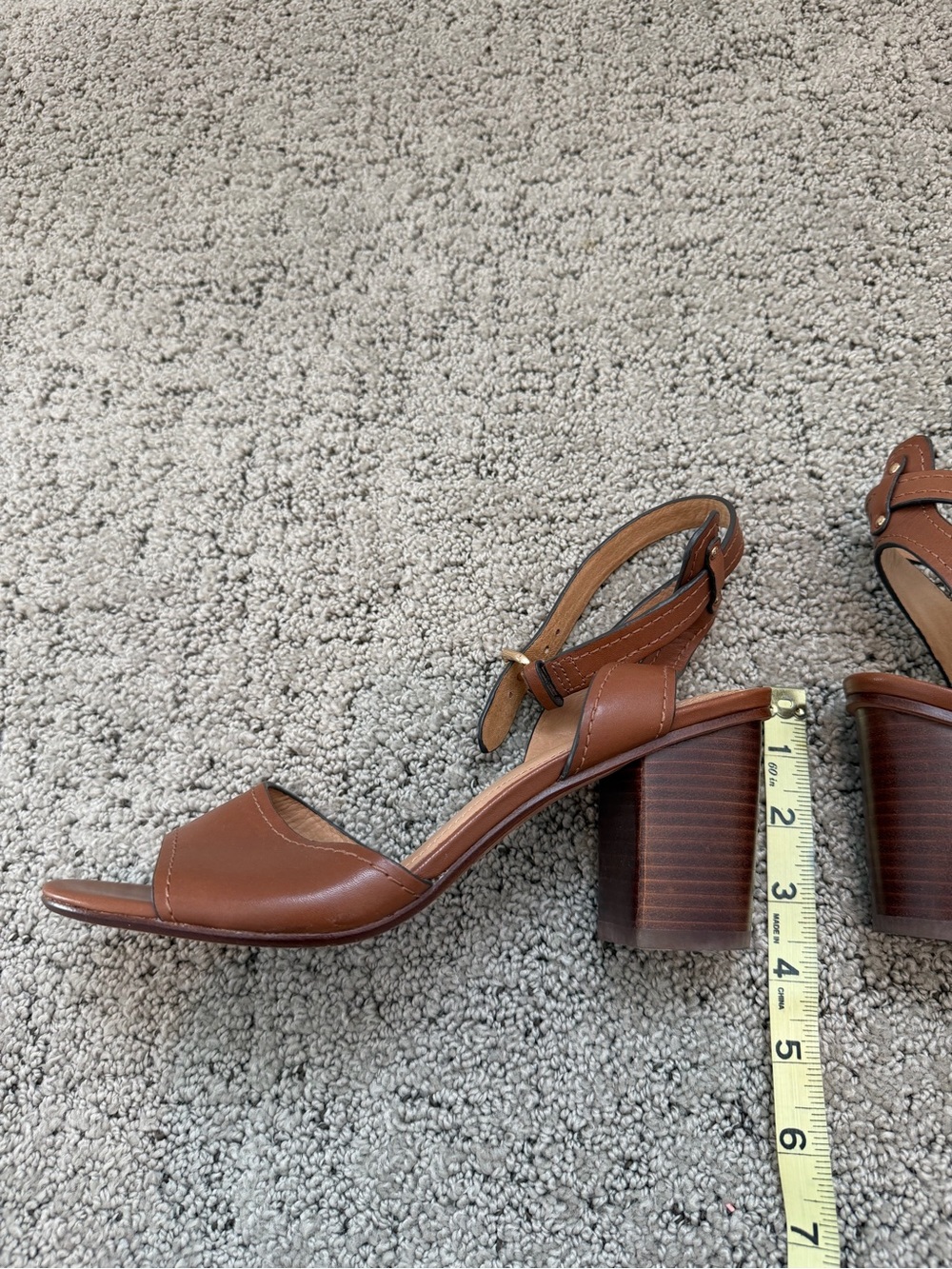 COACH Women's Brown Leather Block Heel Sandals Sz 7.5 - Picture 4 of 9